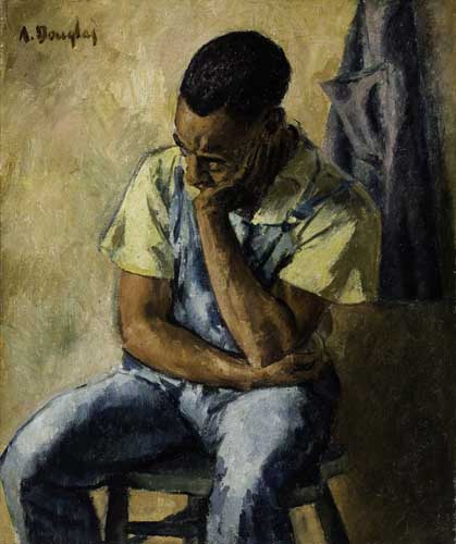 AARON DOUGLAS (1899 - 1979) Untitled (Seated Man With Head Resting).